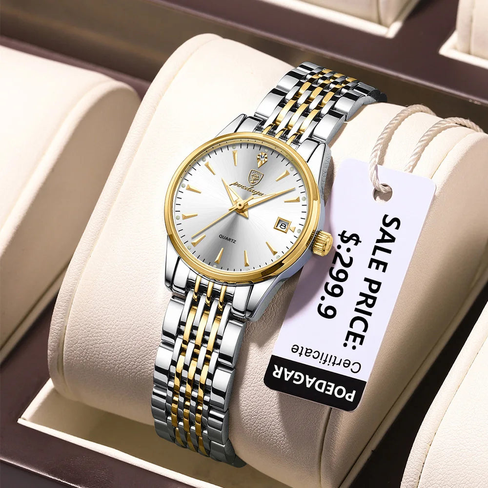 Poedagar Wholesale Direct Sales Ladies Watch Luminous Waterproof Quartz Watches Luxury Stainless Steel Watch Womenfor Girls
