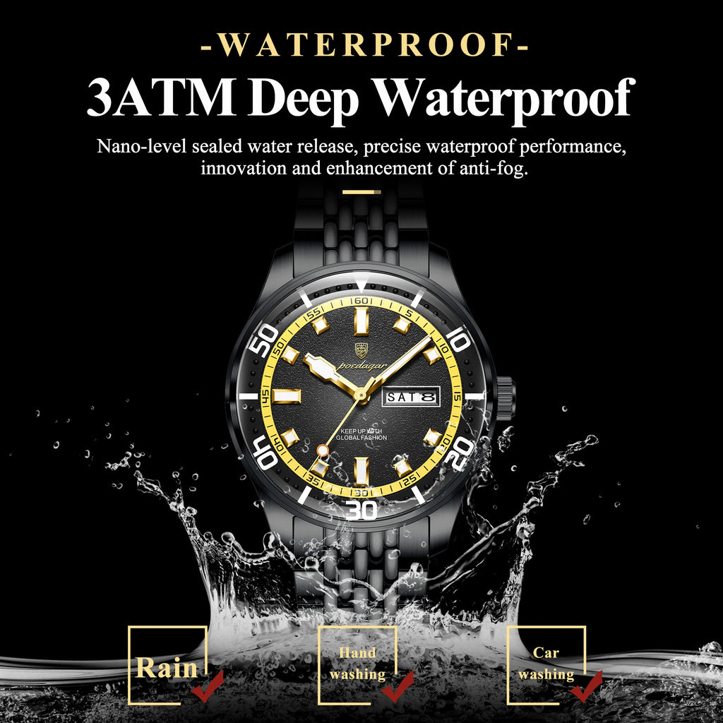 Poedagar 609 Men's Watches Luxury Waterproof Montre Luminous Stainless Steel Quartz Wristwatch for Men Wholesale Factory Direct