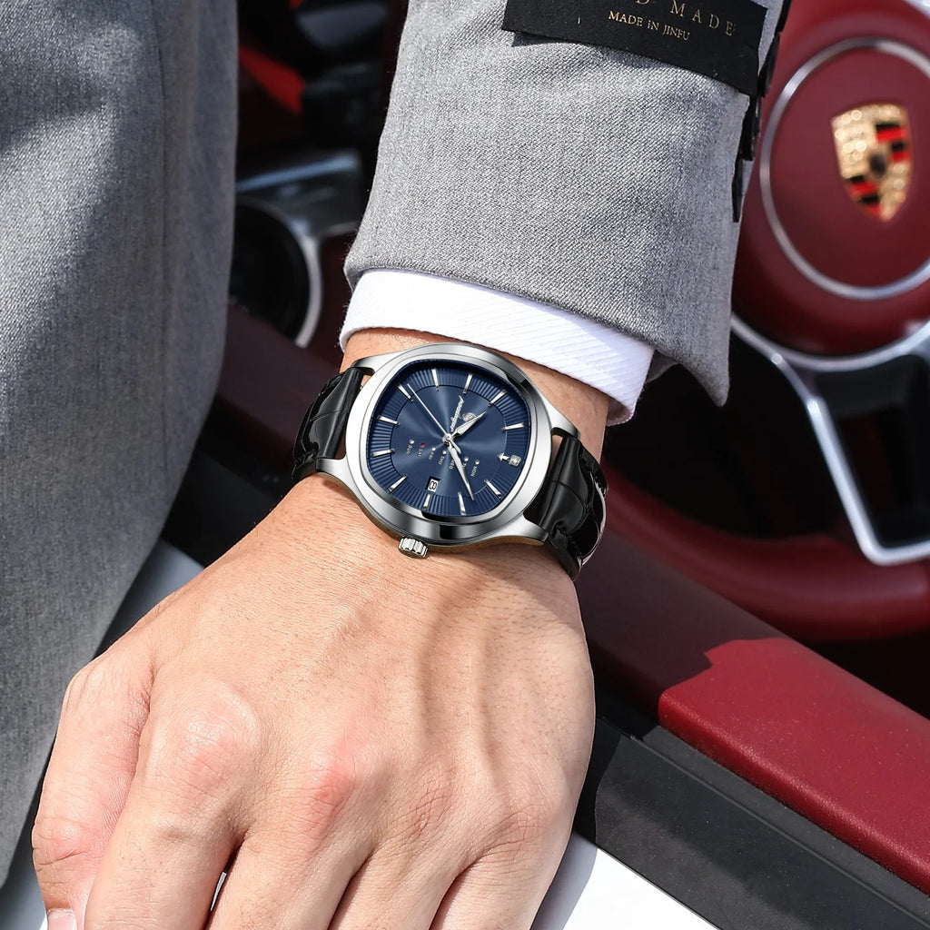 Poedagar 623 Men's Quartz Watches Luminous Waterproof Leather Strap Montre Homme Date Dial Calendar Business Daily Gift for Men