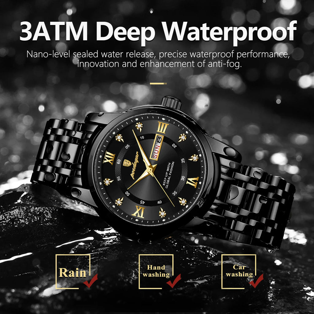 Poedagar 936 Men Watch Luxury Roman Numeral Stainless Steel Quartz Wristwatch Date Luminous Business Casual Montre Homme Reloj