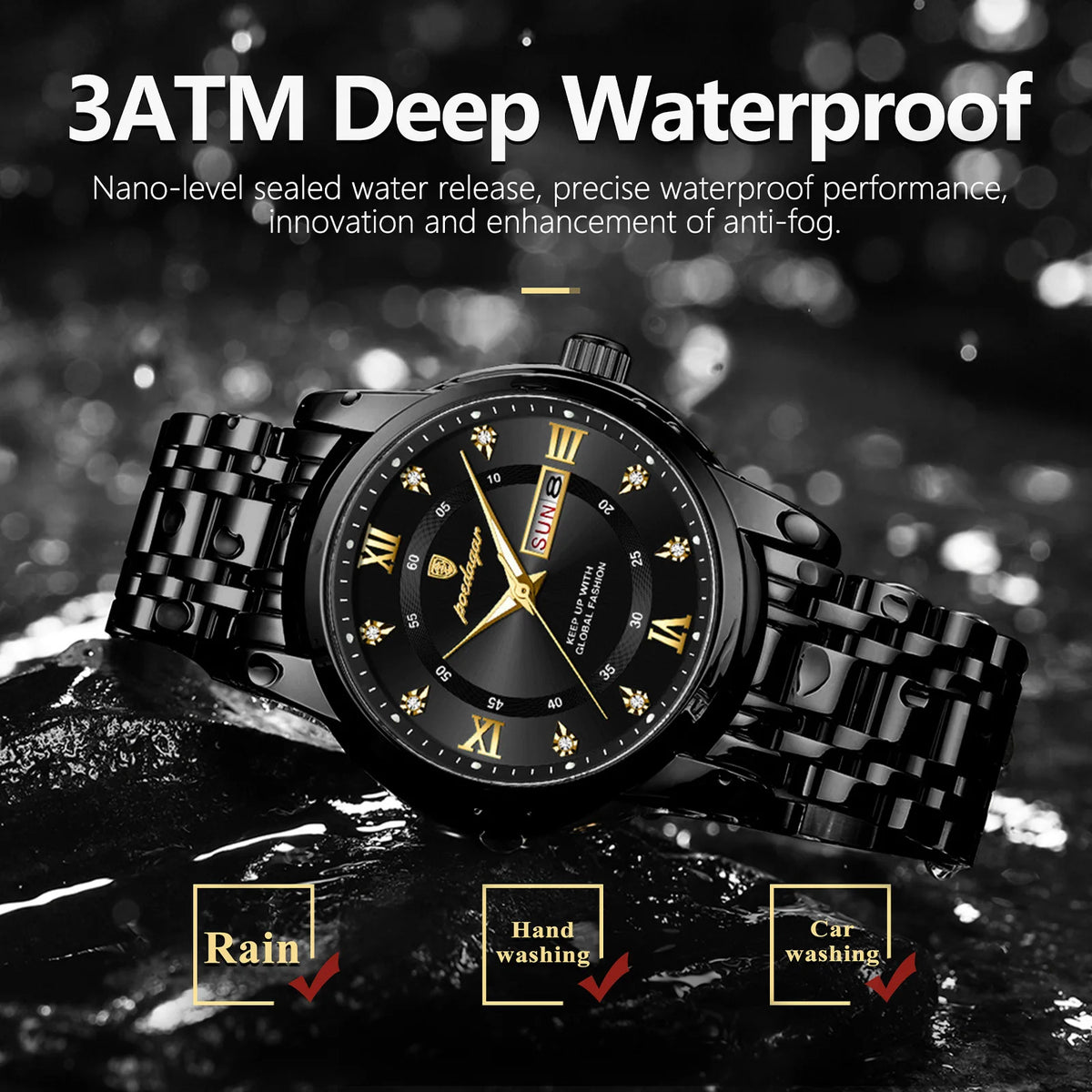 Poedagar 936 Men Watch Luxury Roman Numeral Stainless Steel Quartz Wristwatch Date Luminous Business Casual Montre Homme Reloj