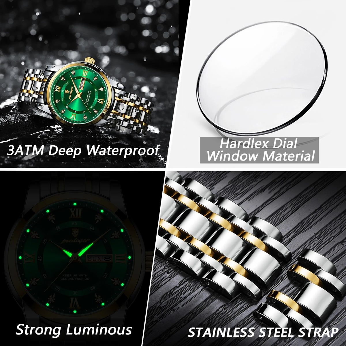 Poedagar 936 Luxury Men's Watch Sport Fashion Charm Wristwatch Stainless Steel Quartz Watch for Men Waterproof Luminous Montre