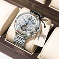 Poedagar 1413 Luxury Automatic Mechanical Watch Waterproof Luminous Wristwatch Stainless Steel Hollow Tourbillon Watch for Men