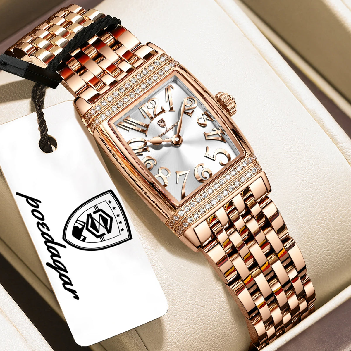 Poedagar 799 Women Luxury Quartz Watch Rose Gold Stainless Steel Bracelet Waterproof Ladies Wrist Watch