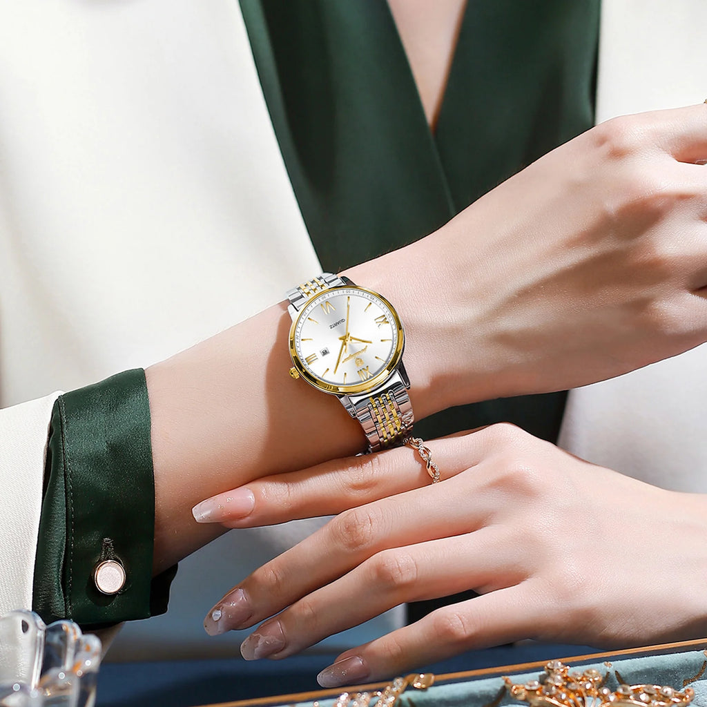 Poedagar New Luxury Waterproof Lady Watch Luminous Stainless Steel Calendar Quartz Watch for Women