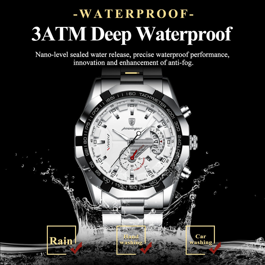 Poedagar Top Brand Fashion Sport Watches for Men Luxury Stainless Steel Men Watch Waterproof Date Quartz Watches