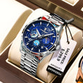 Poedagar Fashion Star Dial Watch for Men Luxury Stainless Steel Watch Wrist Waterproof Luminous Date Quartz Watches