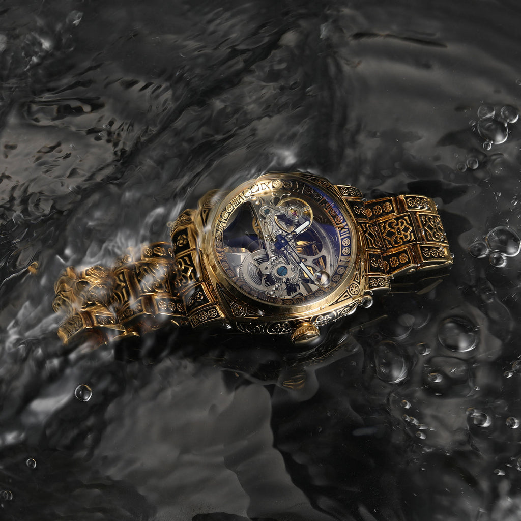 Luxury Skeleton Automatic Watch – Engraved Mechanical Masterpiece