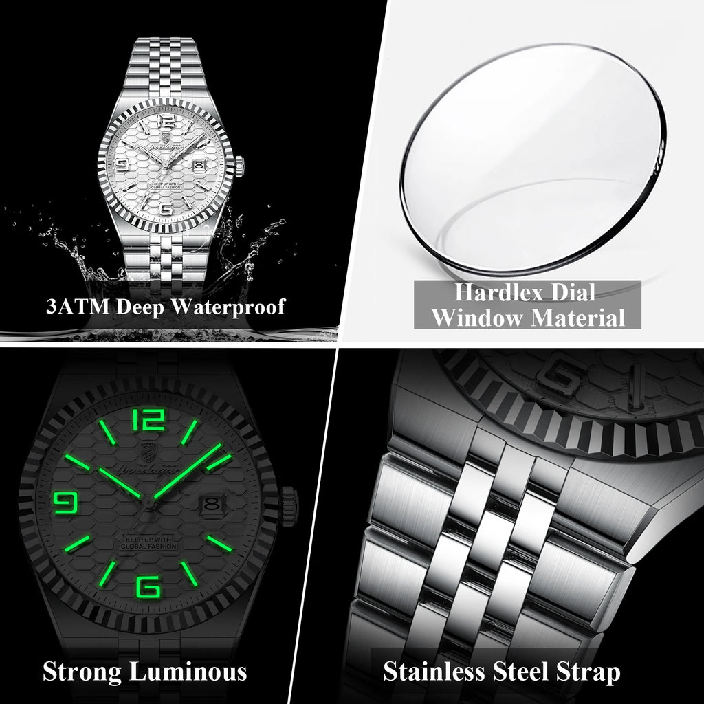 Poedagar 839 Luxury Men Watch Business Honeycomb Dial Luminous Date Waterproof Quartz Wristwatch Factory Direct Relojes Hombre