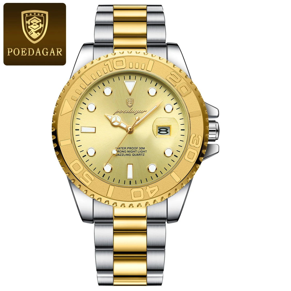 Poedagar Wholesale Luxury Men's Watches Wrist Stainless Steel Quartz Watch Waterproof Luminous Watch for Men