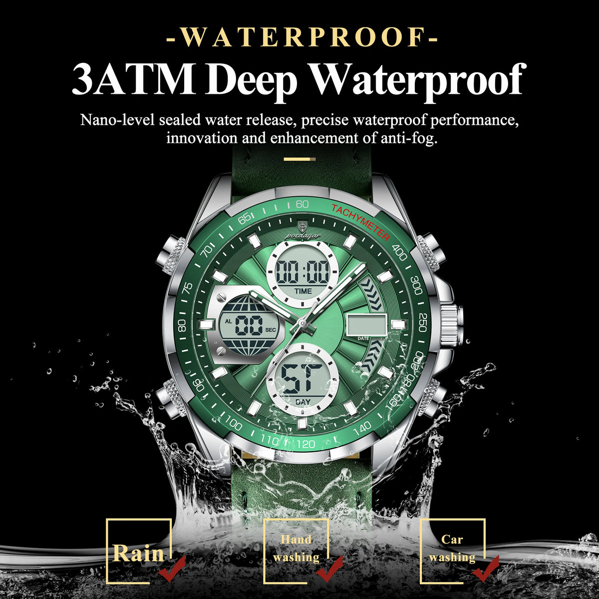Poedagar Original Multi-functional Chronograph Watches for Men Waterproof Luxury Leather Quartz Wrist Men Watch
