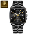 Poedagar New Fashion Square Stainless Steel Men's Watches Waterproof Luminous Chronograph Quartz Watch for Men