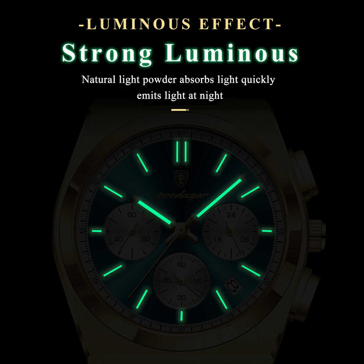 Poedagar 970 Mens Watch Luxury Leather Strap Luminous Waterproof Quartz Watches Casual Reloj Hombre Chronograph Watch for Men