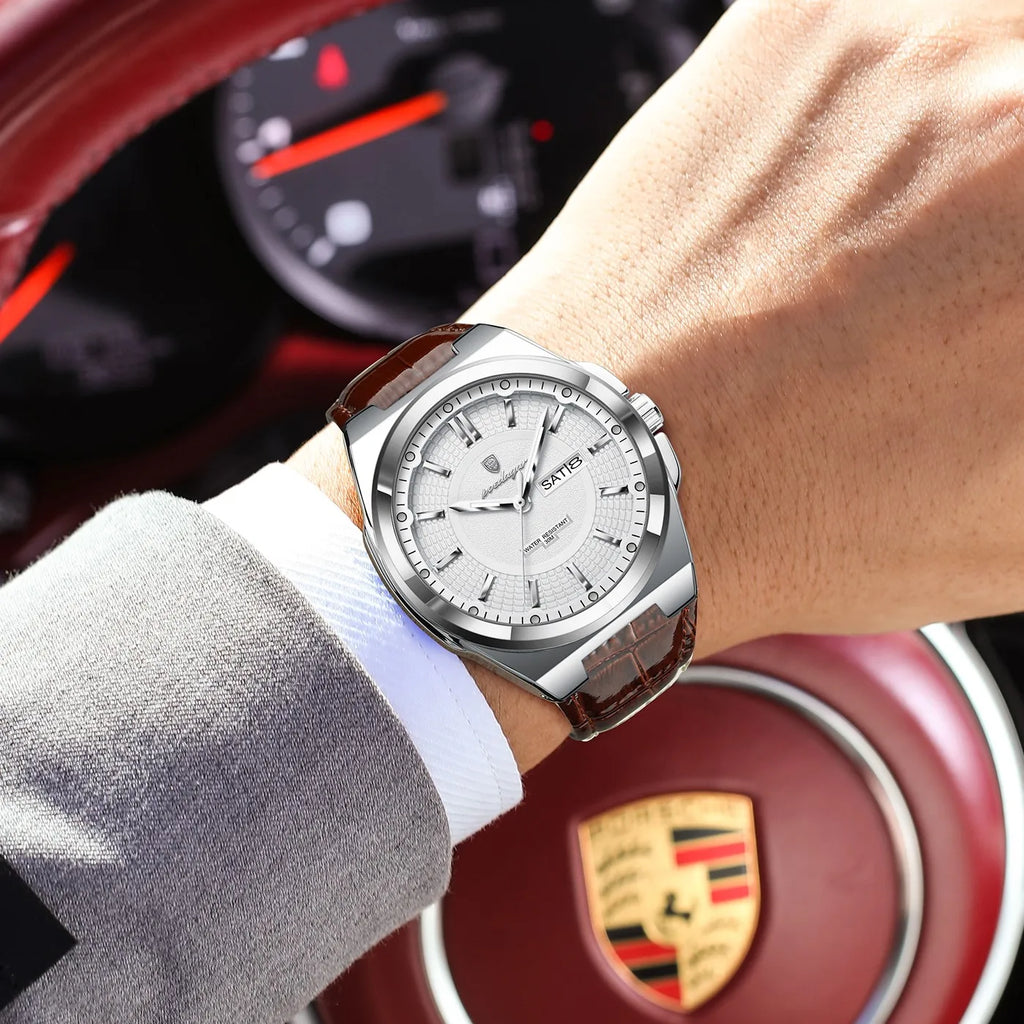 Poedagar 896 Luxury Mens Watch Casual Luminous Leather Strap Waterproof Quartz Watch for Men Factory Wholesale Montre Homme