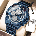 Poedagar 695 Men's Chronograph Watch Stainless Steel Waterproof Sport Daily Wear Casual Luminous Chronograph Montre Homme