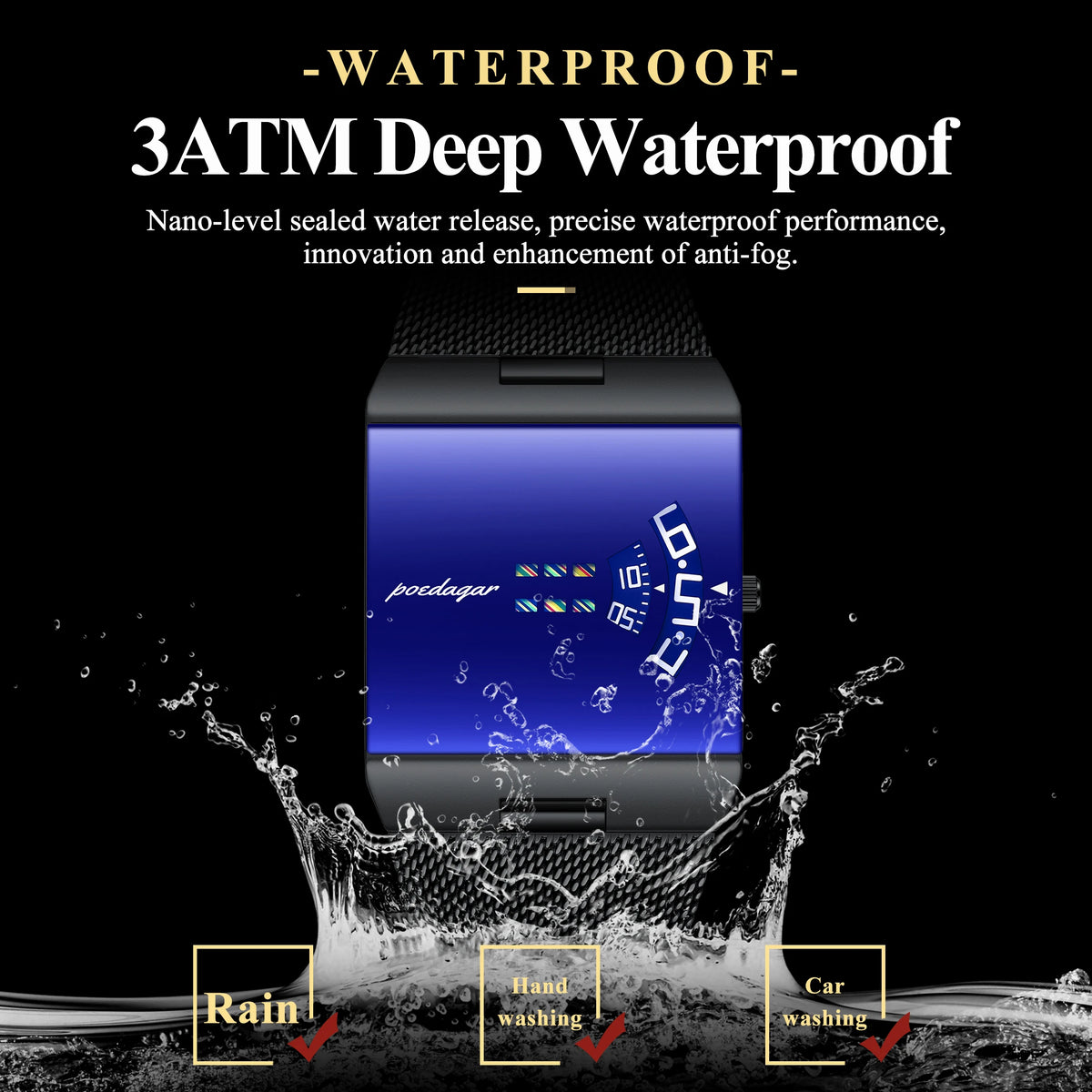 Poedagar 857 Luxury Mens Watch Original Stainless Steel Mesh Wristwatch for Man Waterproof Daily Wear Gift Watch Wholesale Price