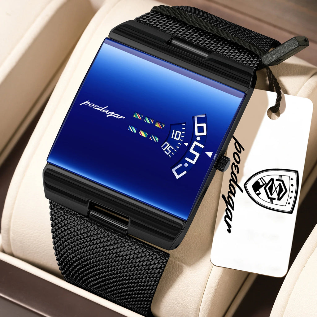 Poedagar 857 Luxury Mens Watch Original Stainless Steel Mesh Wristwatch for Man Waterproof Daily Wear Gift Watch Wholesale Price