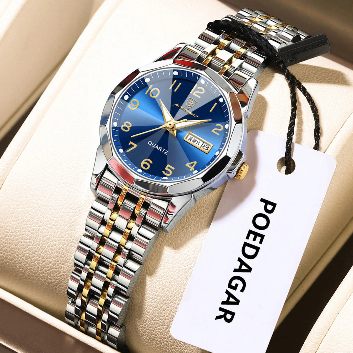 Poedagar 3078 Wholesale Stainless Steel Women Wrist Watch Luminous Waterproof Calendar Ladies Quartz Watches