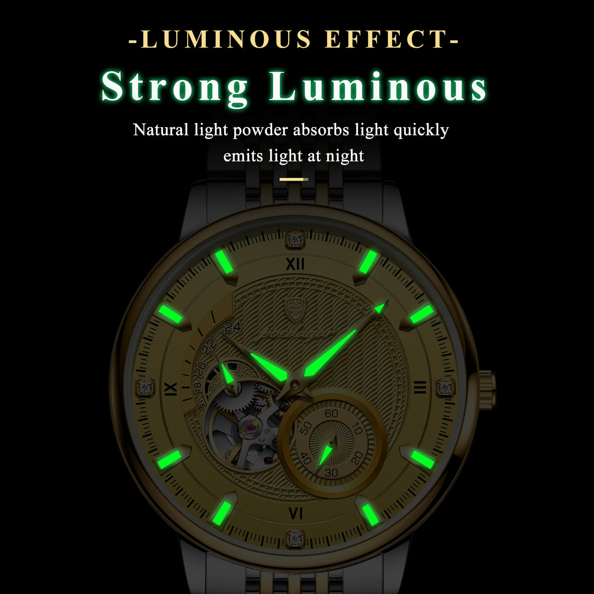 Poedagar 1416 Luxury Men Mechanical Watches Original Relojes Hombre Stainless Steel Waterproof Luminous Automatic Watch for Men