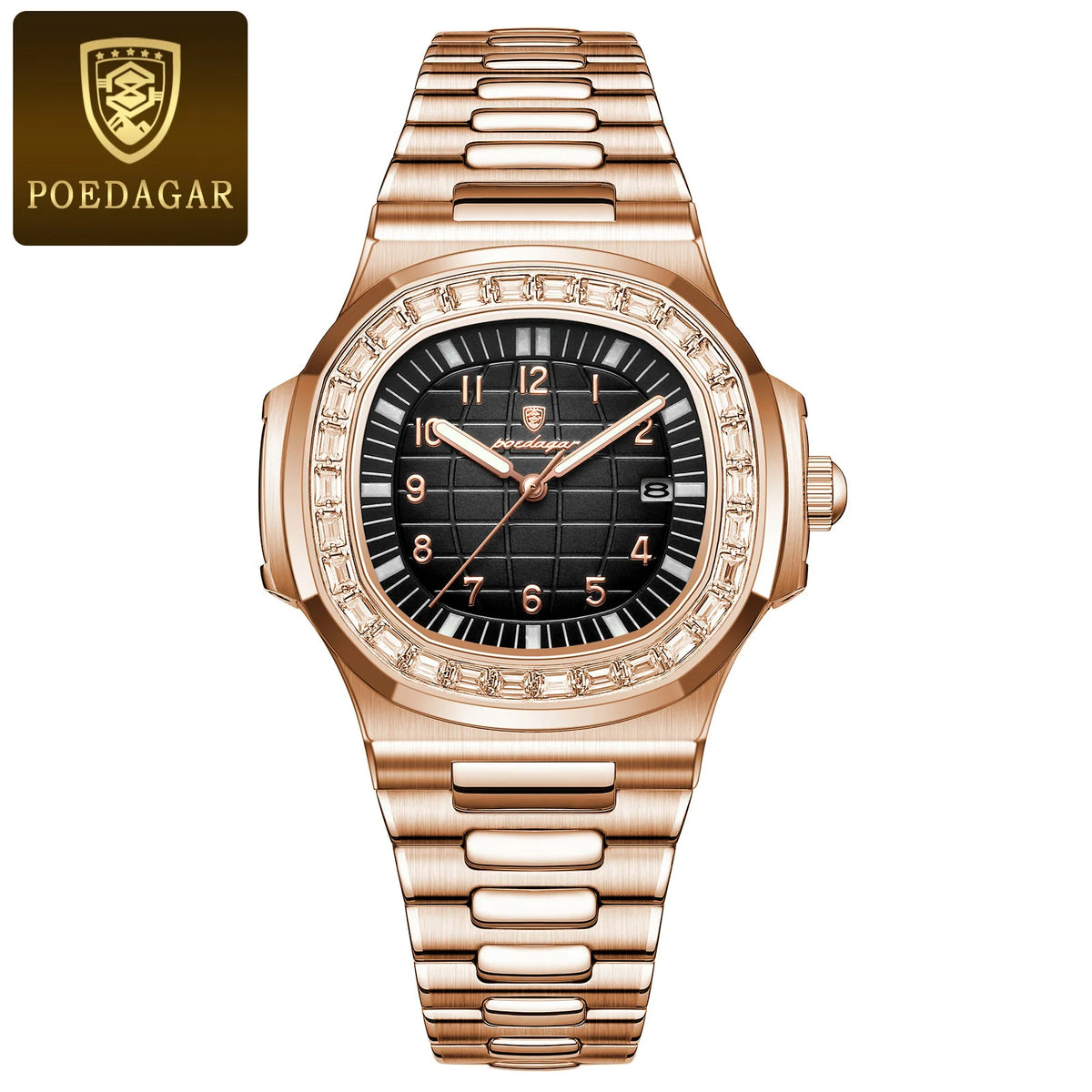 POEDAGAR 925 Luxury Men Wristwatch Luminous Waterproof Date Men Watch Stainless Steel Quartz Watches for Men