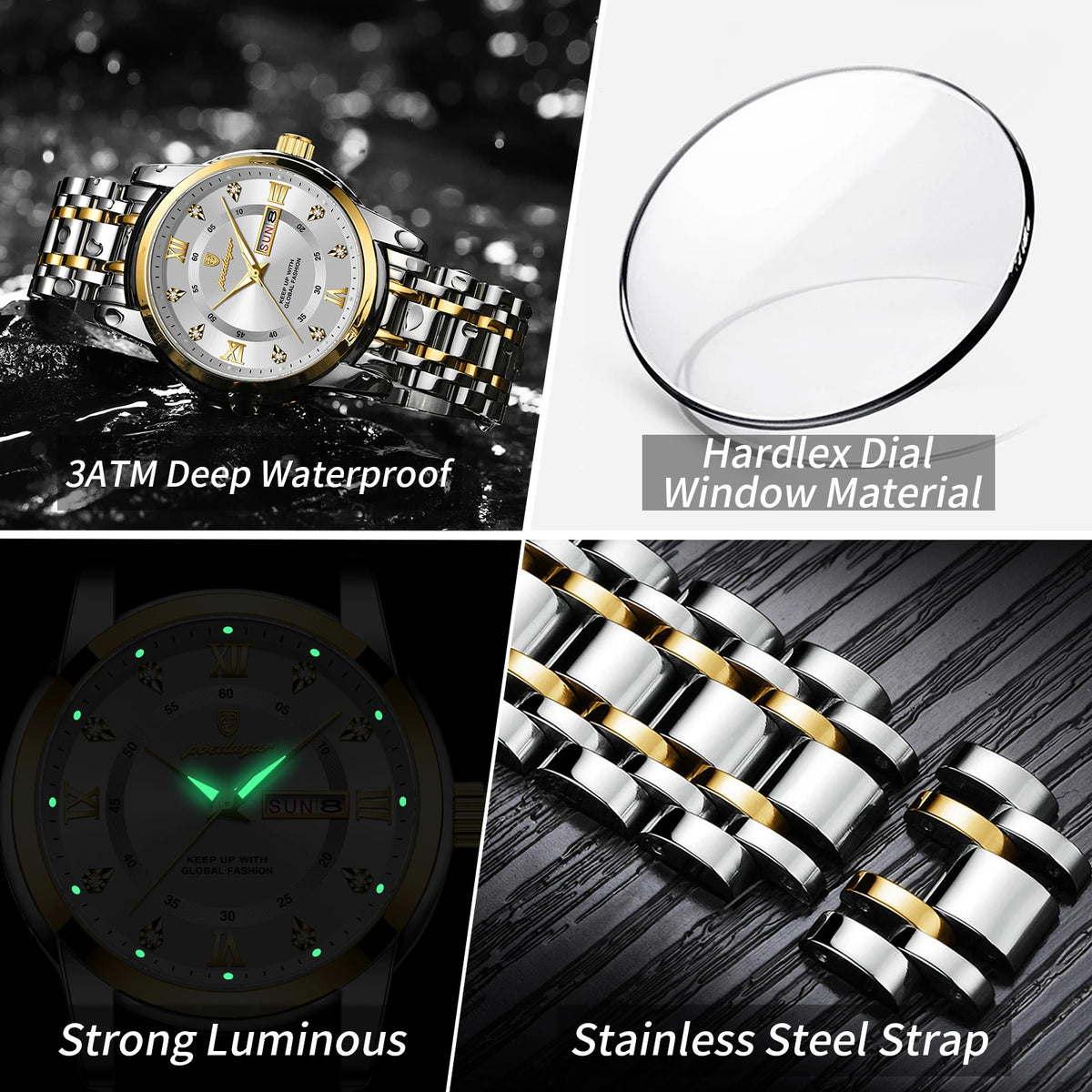 Poedagar 936 Luxury Men Watch Business Roman Numeral Date Stainless Steel Montre Reloj Quartz Watch for Men Waterproof in Stock
