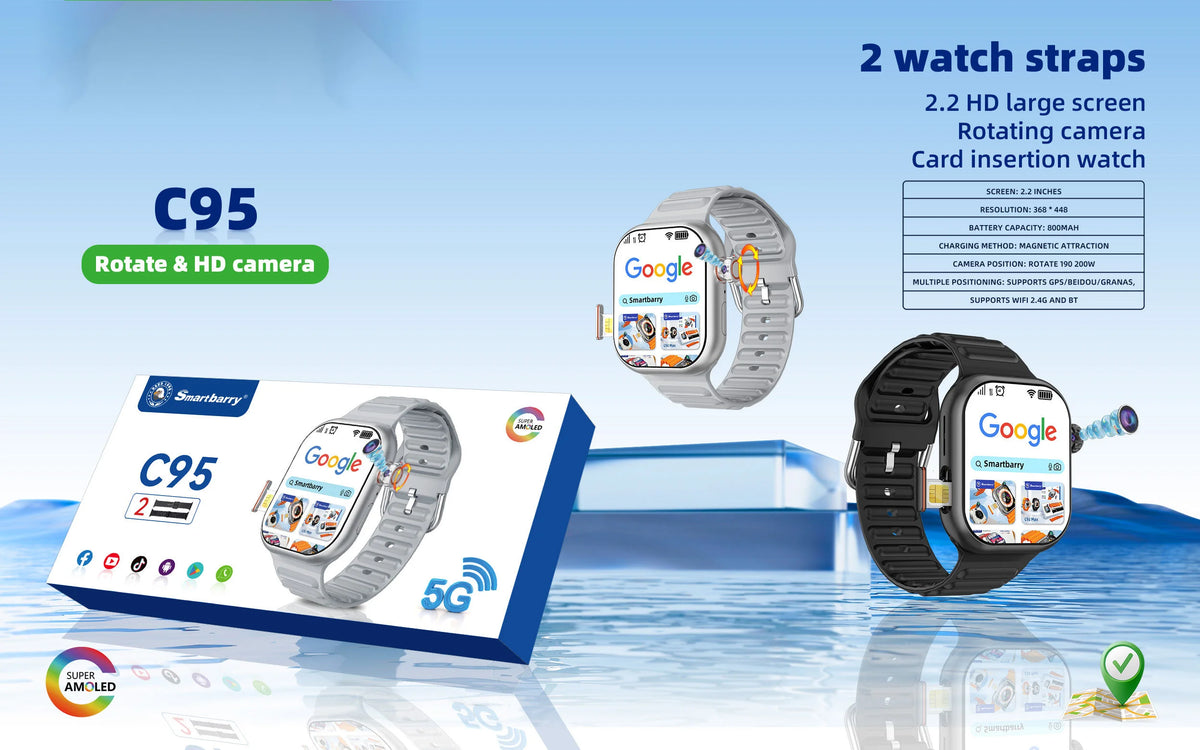 C95 Android 4G Smartwatch (64GB) with SIM Card & HD Video Calling