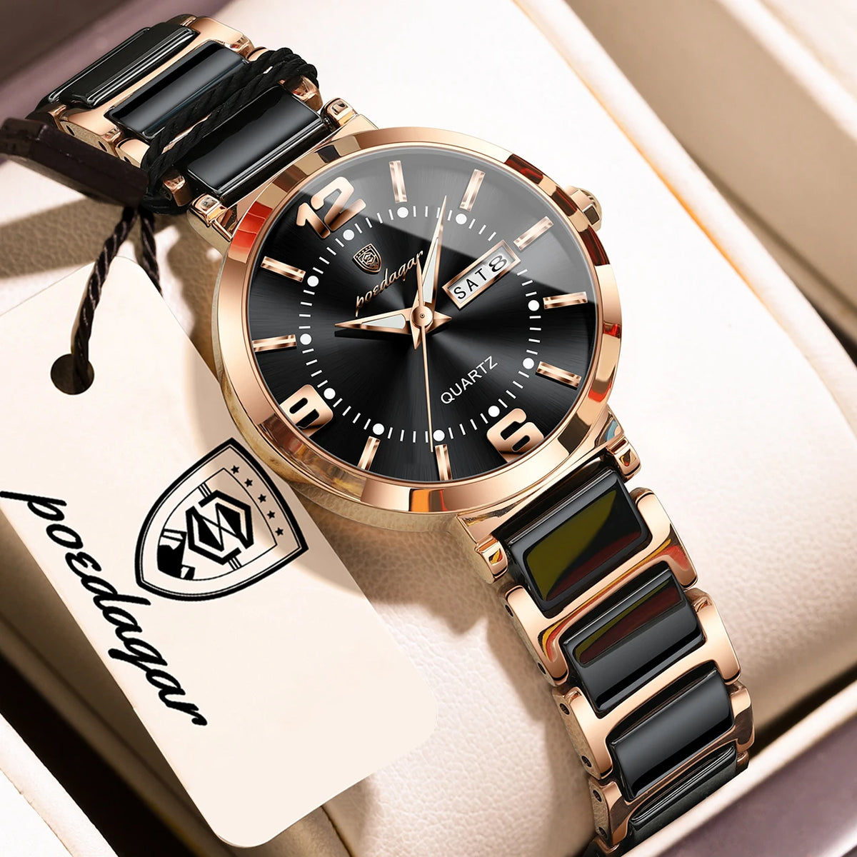 Poedagar 507 Luxury Women Watch 30M Waterproof Elegant Ceramic Strap Quartz Wristwatch Business Ladies Watch Factory Direct
