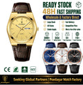 Poedagar 930 Men's Watches Luxury Leather Strap Watch Waterproof Fashion Reloj Luminous Quartz Wristwatch for Men Fast Track