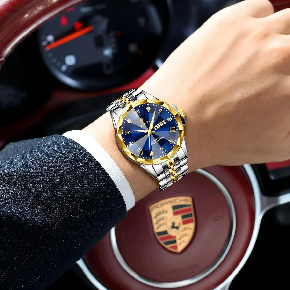 Poedagar 698 Luxury Waterproof Luminous Business Men Quartz Watches Stainless Steel Strap Calendar Watch for Men