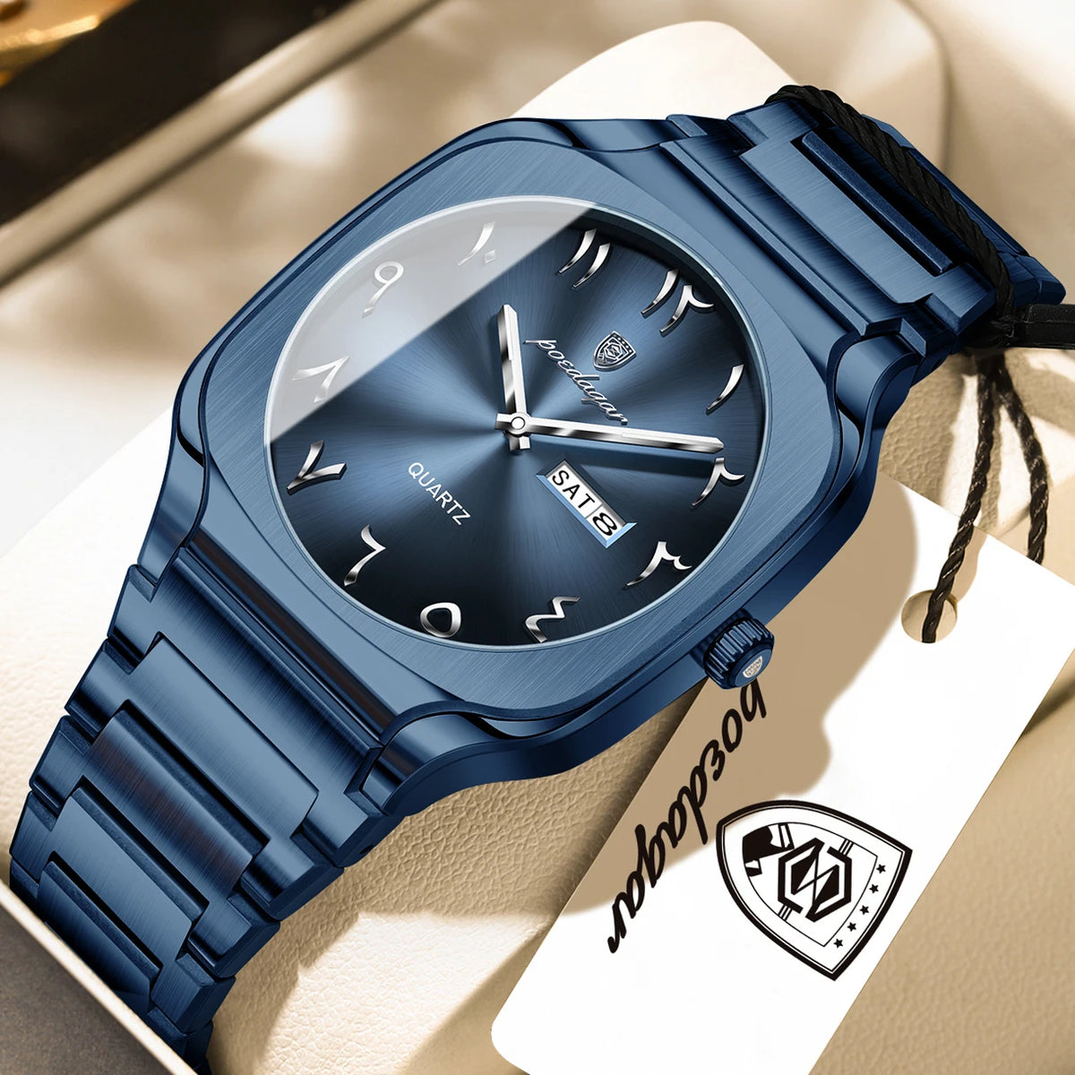Poedagar 616 Men's Watch Luxury Eastern Arabic Dial Quartz Wristwatch Montre Waterproof Stainless Steel Business Watch for Men