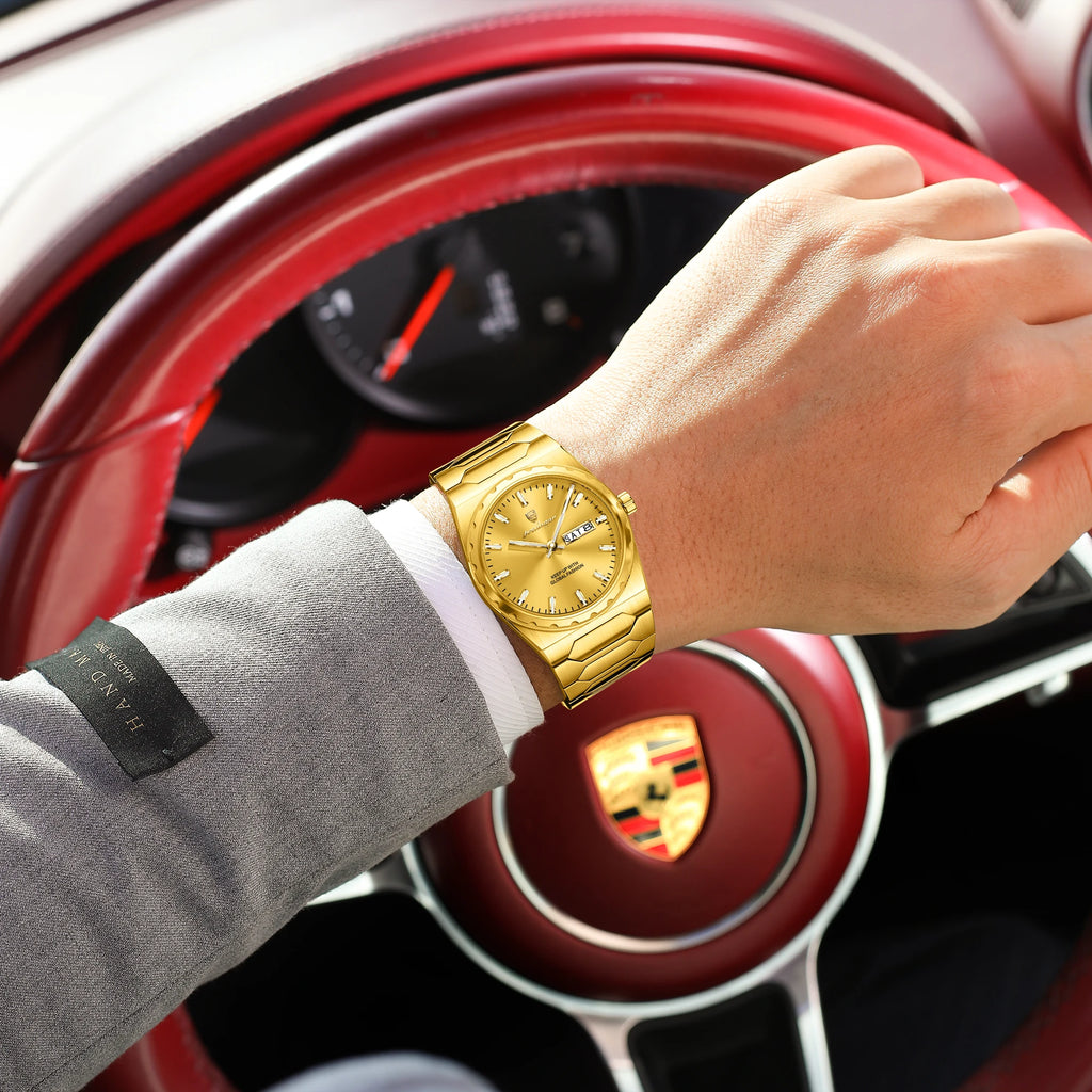 Poedagar 847 Men's Watch Luxury Stainless Steel Quartz Wristwatch DateWaterproof Luminous Watch for Men Montre Homme in Stock