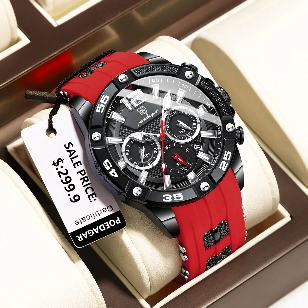 Poedagar 912 New Men Watches Luxury Fashion Waterproof Chronograph Calendar Quartz Watches Silicone Strap Luminous Watch for Men
