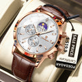 Poedagar Wholesale Business Luxury Leather Montre Waterproof Luminous Date Reloj Chronograph Quartz Men's Watch