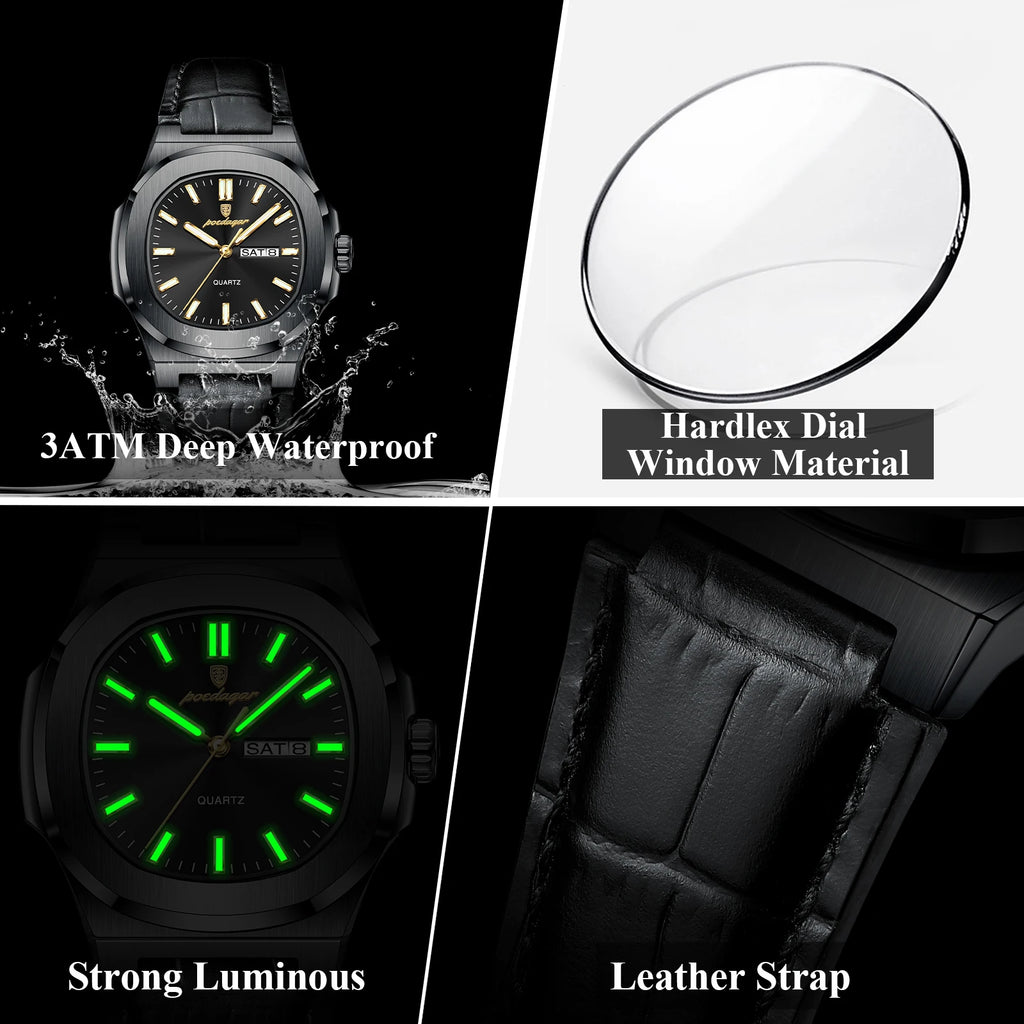 Poedagar 853 Wholesale Men Watch Waterproof Luminous Calendar Business Quartz Wristwatch Ready to Ship in Stock Reloj Montre