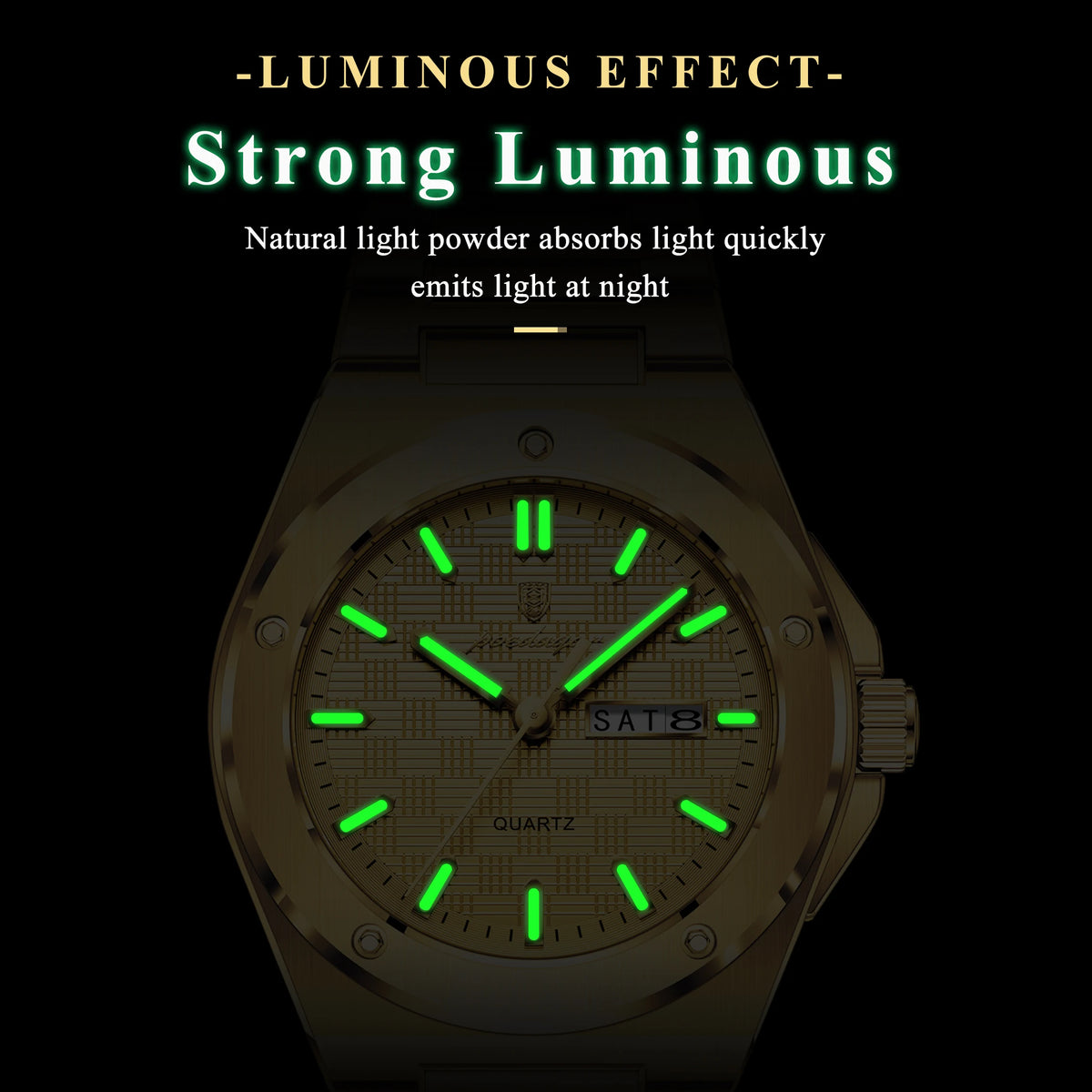 Poedagar 696 Luxury Mens Watch All Gold Stainless Steel Quartz Watches Luminous Waterproof Date Wristwatch for Man Factory Reloj