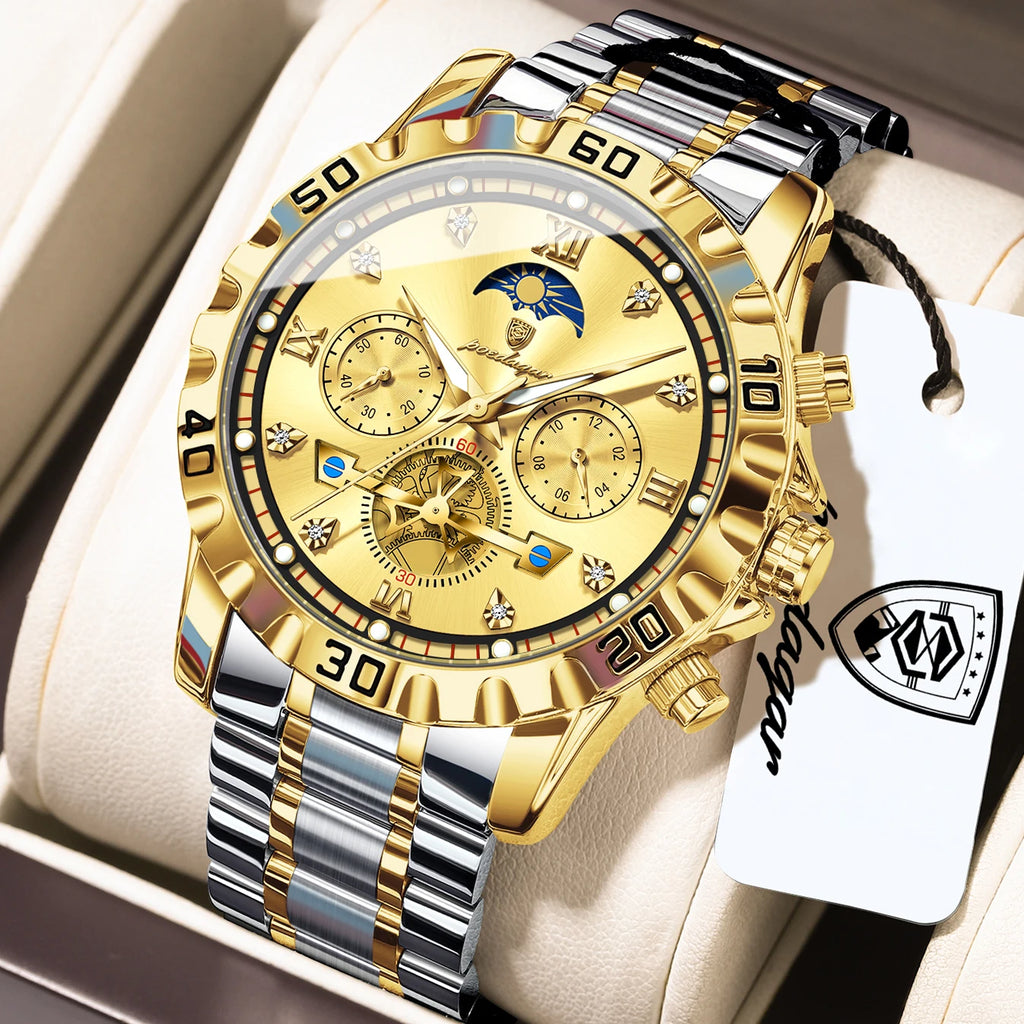 Poedagar 634 Men's Watch Luxury Stainless Steel Quartz Watches Business Montre Homme 3ATM Waterproof Luminous Wristwatch for Men