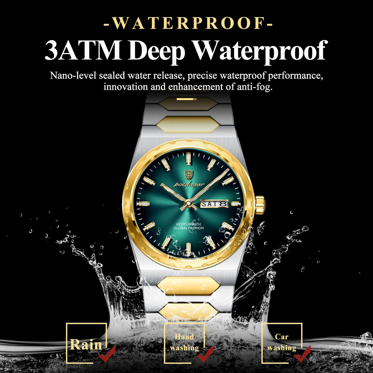 POEDAGAR 847 Classic Men Watch Stainless Steel Bracelet Dress Quartz Watches Date Waterproof Luminous Wristwatch Montre Reloj