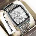 Poedagar 866 Men Watch Luxury Wholesale Square Chronograph Stainless Steel Luminous Waterproof Factory Direct Ready to Ship