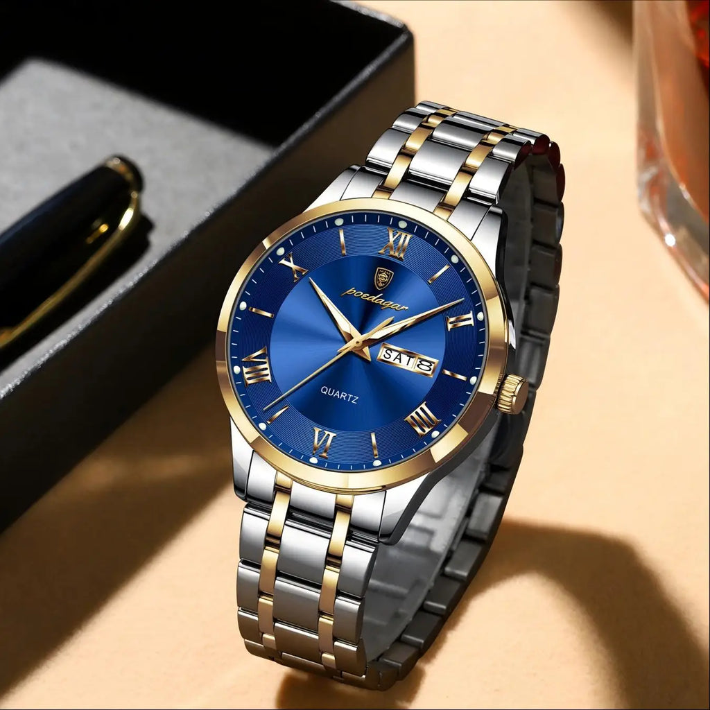 Poedagar 978 Luxury Men Watch Stainless Steel Luminous Date Business Waterproof Relojes Montre Quartz Wristwatch Wholesale Price