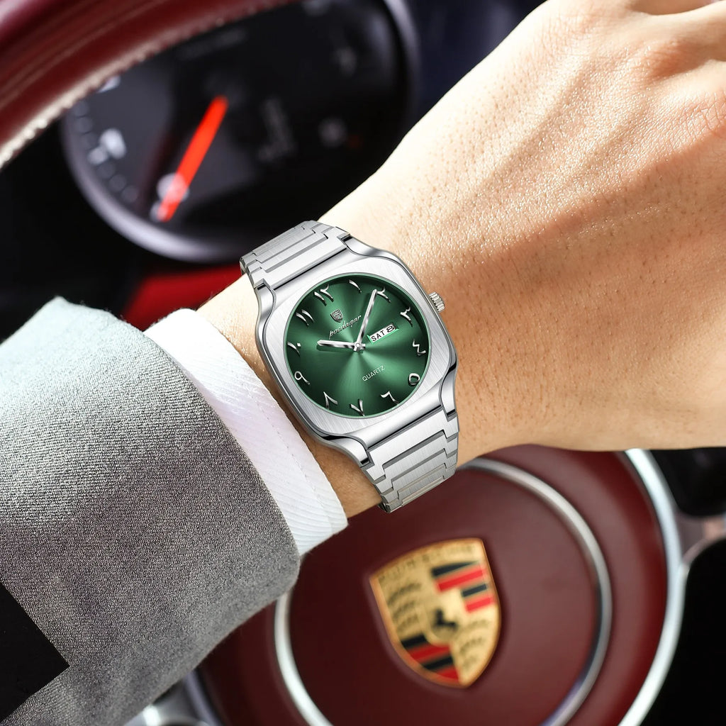 Poedagar 616 Men's Watch Luxury Classic Arabic Dial Quartz Wristwatch Montre Waterproof Stainless Steel Business Watch for Men