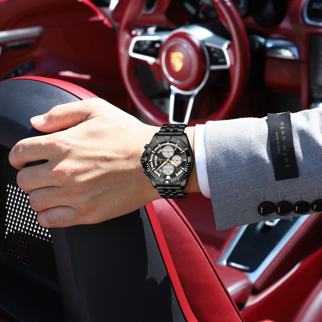 Poedagar 695 Men Quartz Watches Stainless Steel Daily Wear Outdoor Casual Luminous Chronograph Reloj Hombre