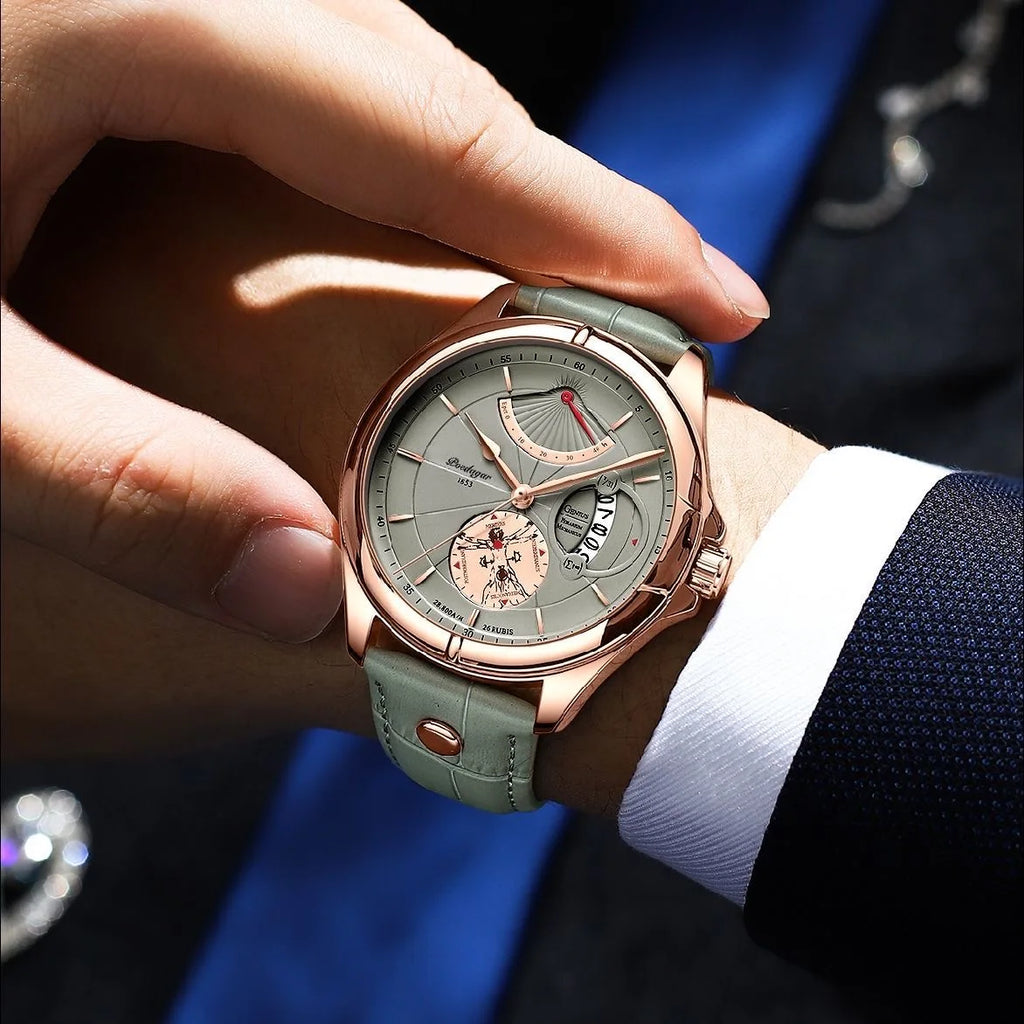 Poedagar Fashion Casual Sport Watches Men Wrist Leather Luxury Quartz Watches Waterproof Calendar Watch for Men Reloj