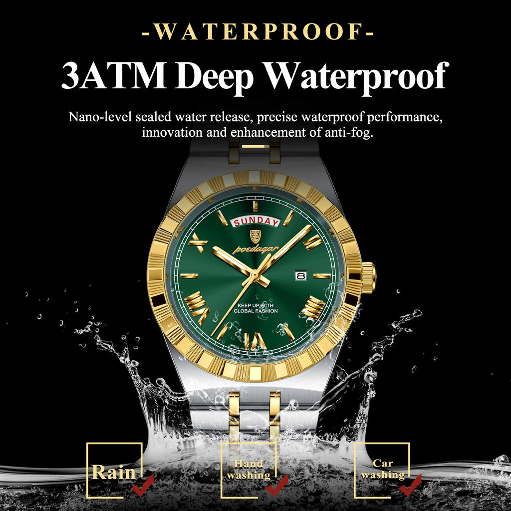 Poedagar 675 Luxury Mens Watch Classic Vintage Orologio Date Quartz Watches Waterproof Luminous Stainless Steel Watch for Men