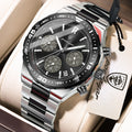 Poedagar 697 Men's Quartz Watch Business Casual Luminous Chronograph Waterproof Wristwatch Stainless Steel Strap Reloj Hombre