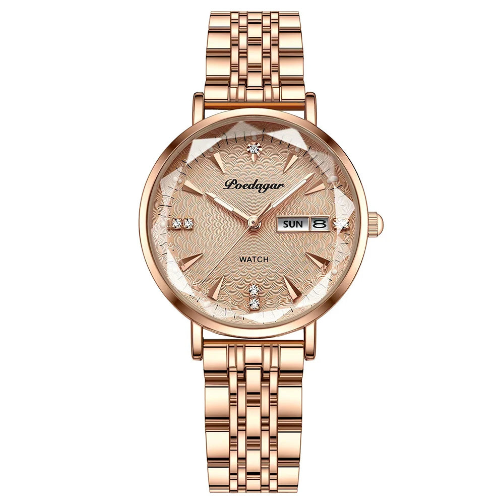 Poedagar Luxury Diamond Wholesale Women Quartz Watches Waterproof Date Shock Ladies Watch Stainless Steel Watch Women Wrist