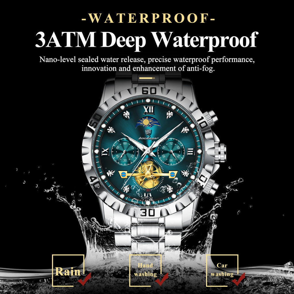 Poedagar 634 Men's Watch Luxury Stainless Steel Quartz Watches Business Montre Homme 3ATM Waterproof Luminous Wristwatch for Men