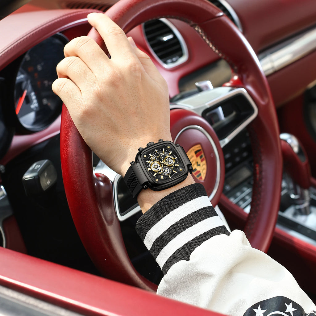 Poedagar 849 Sport Men Watch 3ATM Waterproof Luminous Square Chronograph Quartz Wristwatch Factory Direct Wholesale Price