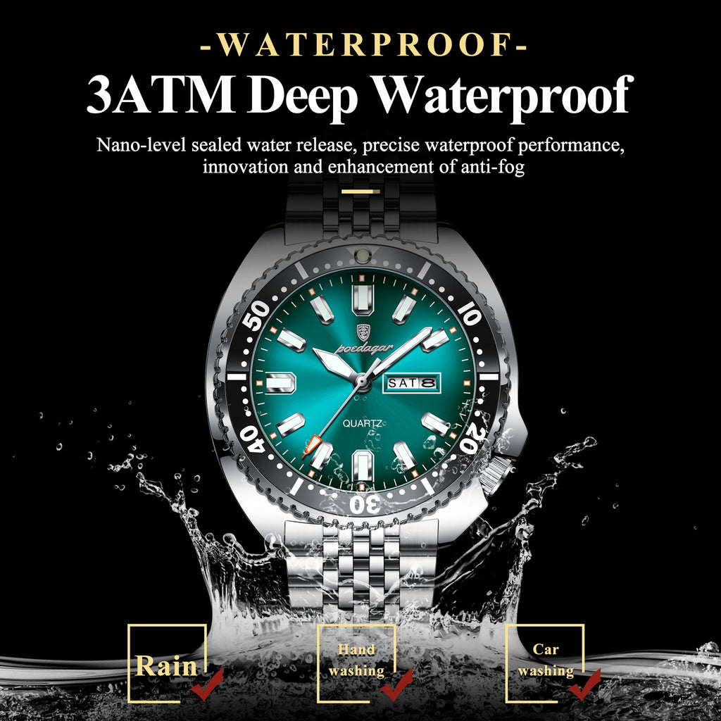 Poedagar Hot Sale Luxury Business Montres Stainless Steel Quartz Watches Waterproof Luminous Watch for Men