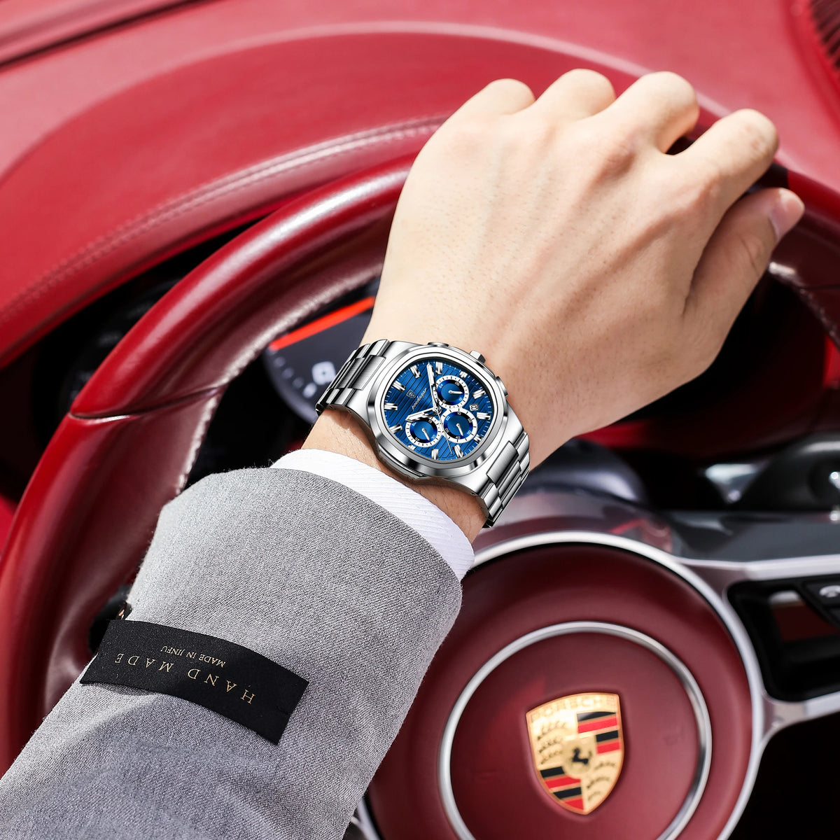 Poedagar Original Business Stainless Steel Montre Homme Waterproof Luminous Chronograph Men's Quartz Watch