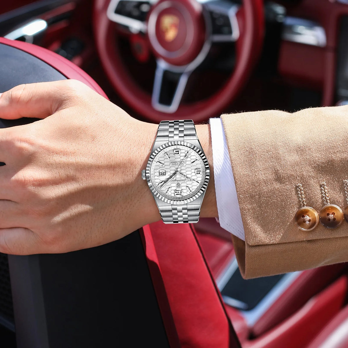 Poedagar 839 Luxury Men Watch Business Honeycomb Dial Luminous Date Waterproof Quartz Wristwatch Factory Direct Relojes Hombre